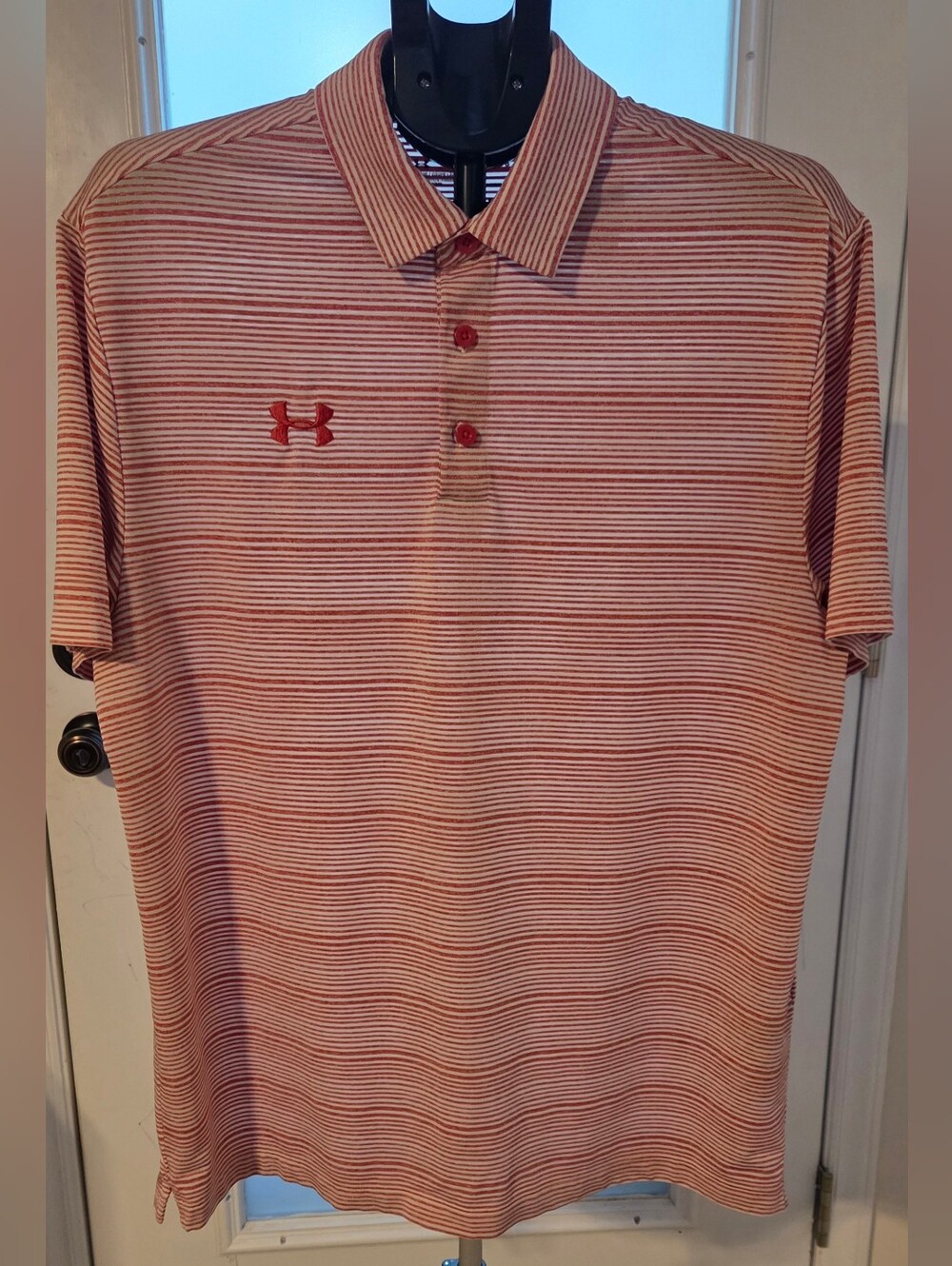 Men's Under Armour HeatGear Striped Polo Shirt - Size Large (Loose Fit)